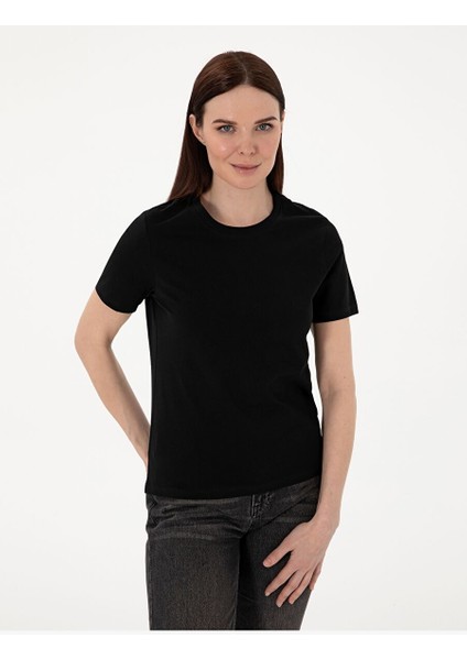 Siyah Regular Fit Bisiklet Yaka Basic Tişört modelleri