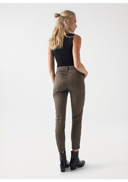 Koyu Yeşil Kadın Yüksek Bel Cropped Fit Denim Pantolon 21007052 fırsatları