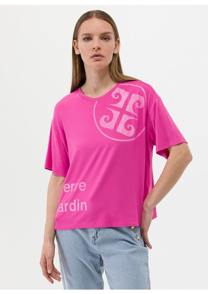 Bisiklet Yaka Pembe Kadın T-Shirt Rota