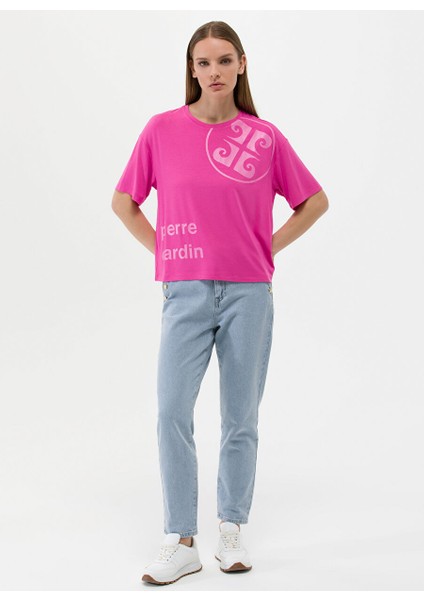 Bisiklet Yaka Pembe Kadın T-Shirt Rota fırsatları