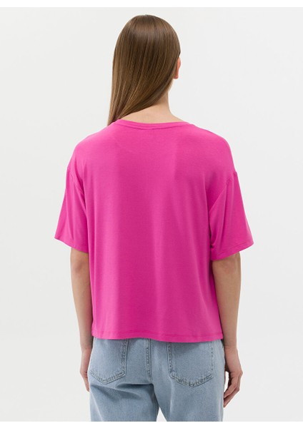 Bisiklet Yaka Pembe Kadın T-Shirt Rota indirimleri