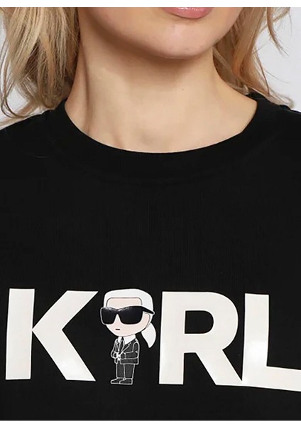 Bisiklet Yaka Baskılı Siyah Kadın Sweatshırt 230W1804 modelleri