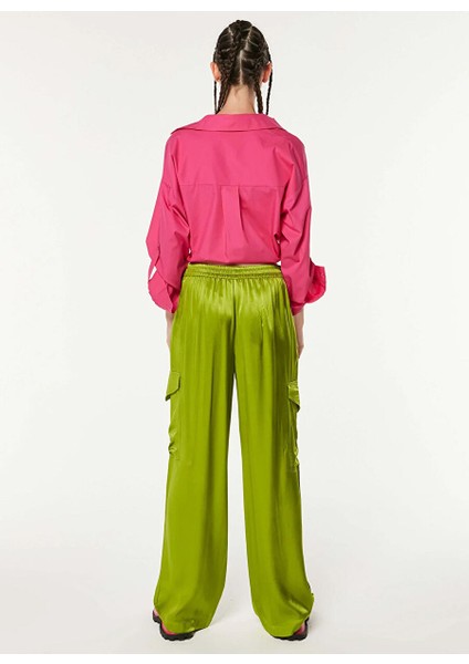 Lastikli Bel Normal Yeşil Kadın Pantolon TS1220003374011