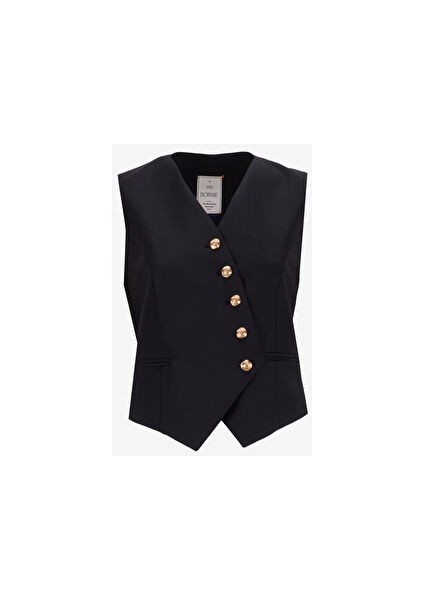 Siyah Kadın Normal Yelek Daıly Cross Vest 5020