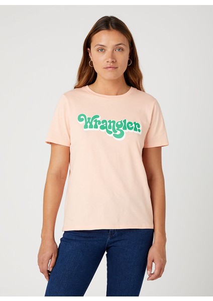 Bisiklet Yaka Somon Kadın T-Shirt W7N4D3P60