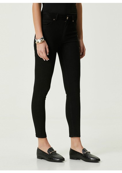 Normal Bel Dar Paça Slim Fit Siyah Kadın Denim Pantolon 1087450 modelleri