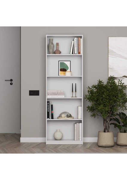 Max 5 Raflı Kitaplık - Beyaz