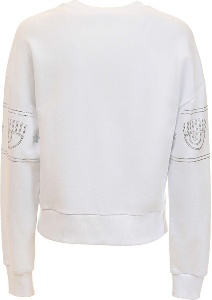 Bisiklet Yaka Baskılı Beyaz Kadın Sweatshırt 75CBIG02 modelleri