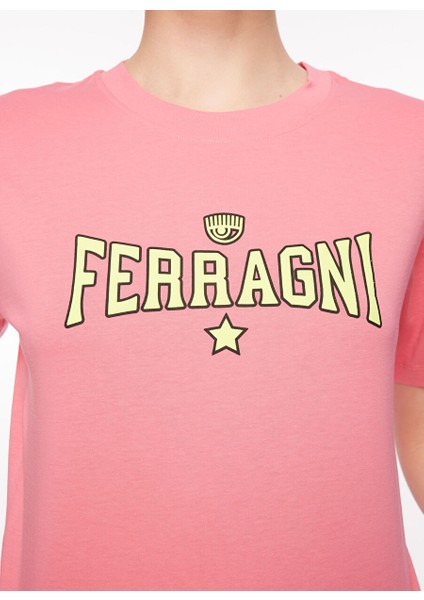 Bisiklet Yaka Baskılı Pembe Kadın T-Shirt 75CBHT03 indirimleri