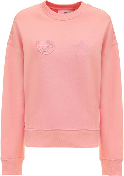 Bisiklet Yaka Düz Pembe Kadın Sweatshırt 75CBIT05