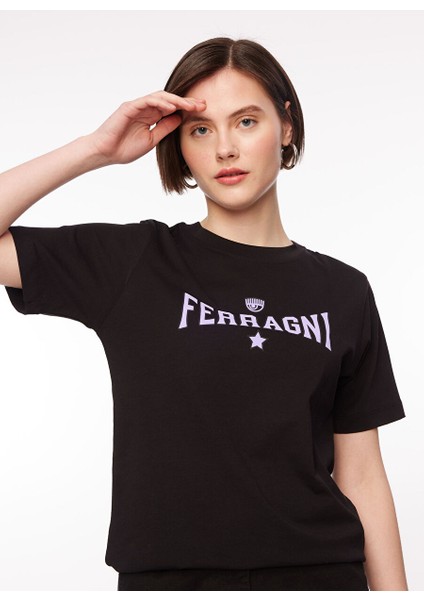 Bisiklet Yaka Baskılı Siyah Kadın T-Shirt 75CBHT03 fiyatları