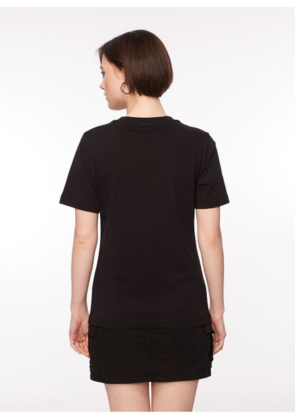 Bisiklet Yaka Baskılı Siyah Kadın T-Shirt 75CBHT03 indirimleri
