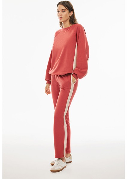 Larks Regular Fit Standart Boy Boru Paça Kiremit Renk Kadın Eşofman Pantolon modelleri