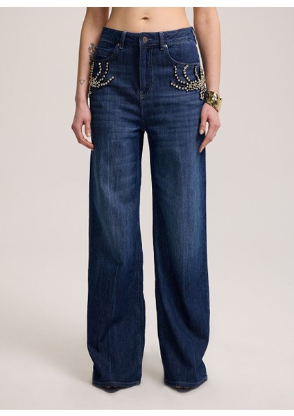 Taşlı Lacivert Denim
