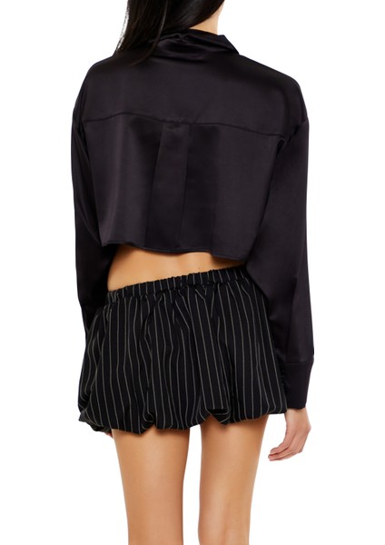 Saten Crop Gömlek