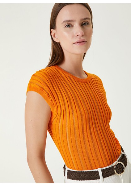 Bisiklet Yaka Slim Fit Turuncu Kazak Kadın 1090084 fiyatları