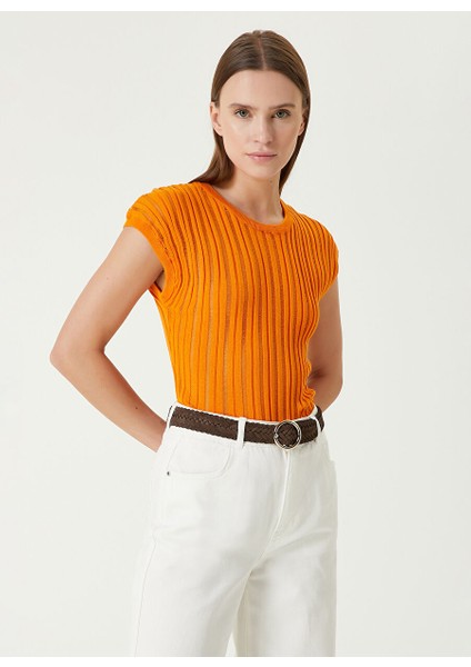 Bisiklet Yaka Slim Fit Turuncu Kazak Kadın 1090084 fırsatları