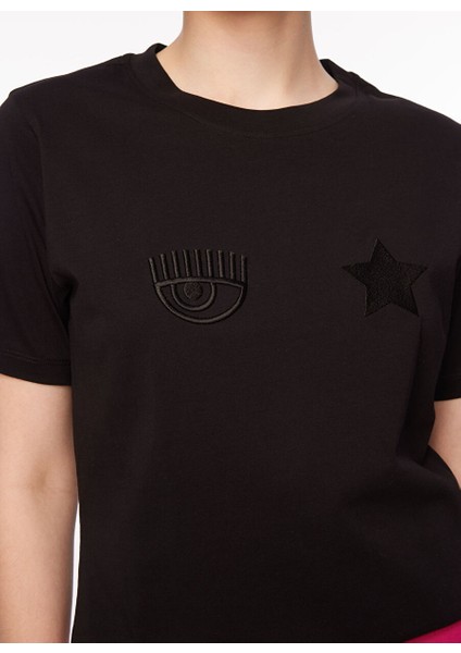 Bisiklet Yaka Baskılı Siyah Kadın T-Shirt 75CBHT09 indirimleri