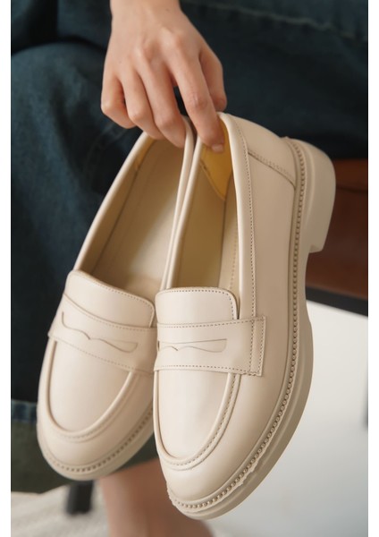 Sunny Premium Kadın Bej Loafer