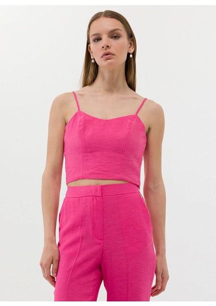 Normal Bel Cropped Fit Pembe Kadın Pantolon Kraf-P