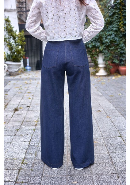 Hardal Rengi Dikişli Cepli Likralı Jean Pantolon