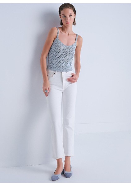 Sim Detaylı Mavi Crop Top fiyatları