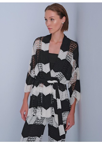 Ajurlu Kuşaklı Multi Kimono Hırka