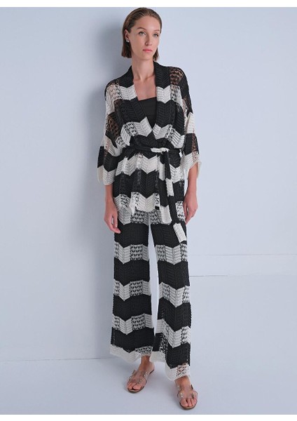 Ajurlu Kuşaklı Multi Kimono Hırka