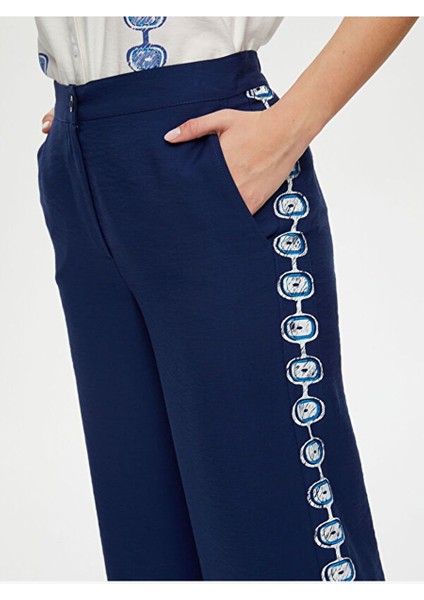 Yanları Nazar Boncuğu Baskılı Wide Leg Fit Viskonlu Caprı S25CPR003