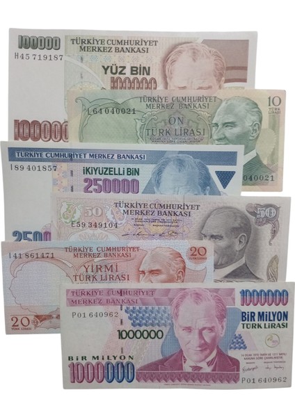 6. 7. Emisyon 6 Adet Koleksiyon Kağıt Para Koleksiyon Başlangıç Setleri Antika Darpane Hobi Hediye