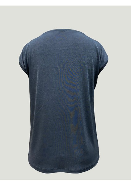 Koyu Gri Bisiklet Yaka Pamuklu Kadın Kısa Kollu T-Shirt Betty fırsatları