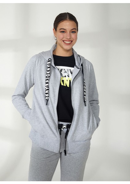 Gri Melanj Kadın Kapüşonlu Sweatshirt DP2J8598