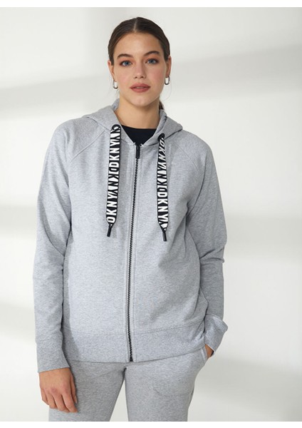 Gri Melanj Kadın Kapüşonlu Sweatshirt DP2J8598