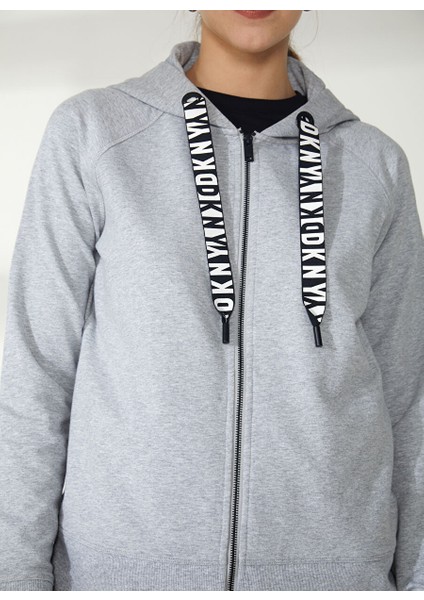 Gri Melanj Kadın Kapüşonlu Sweatshirt DP2J8598