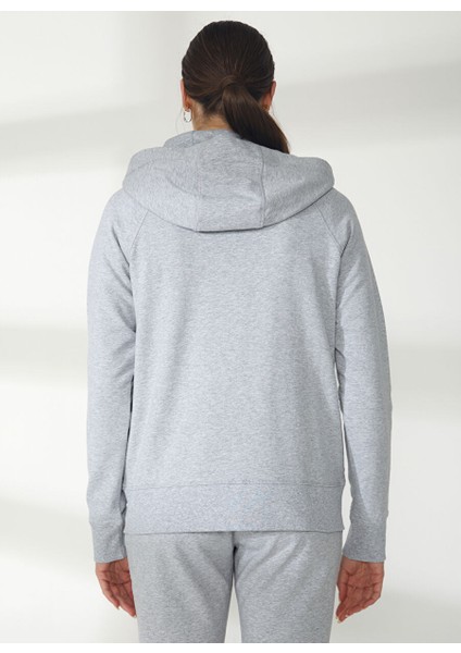Gri Melanj Kadın Kapüşonlu Sweatshirt DP2J8598