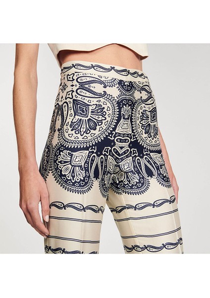Şal Desenli Ispanyol Paça Pantolon