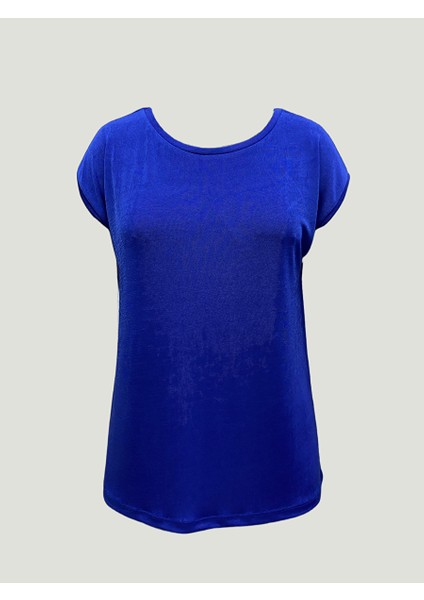Prenses Mavi Bisiklet Yaka Pamuklu Kadın Kısa Kollu T-Shirt Betty indirimleri