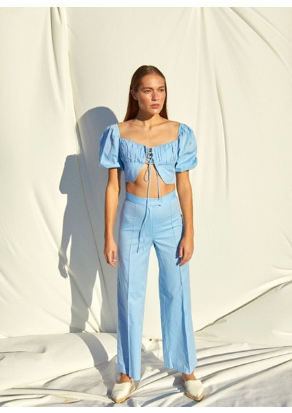 Millie Düz Kesim Koton Pantolon Mavi