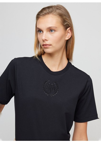 Bisiklet Yaka Düz Siyah Kadın T-Shirt BBFW23FTS005 fiyatları