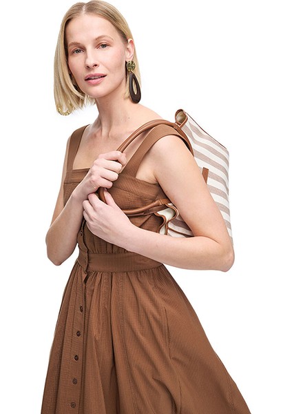 Kahverengi Espoir Regular Fit Midi Boy Elbise