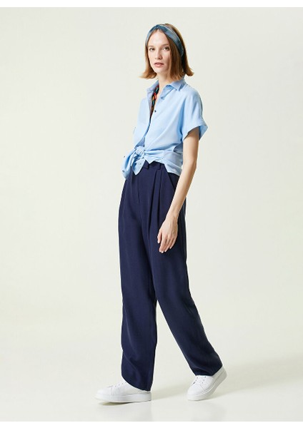 Yüksek Bel Regular Fit Lacivert Kadın Pantolon 1086048