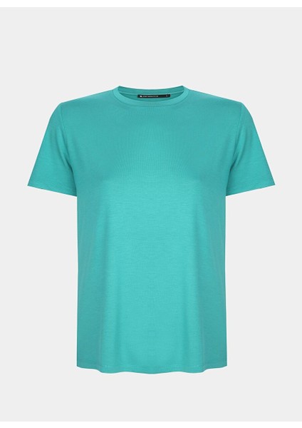 Chuns Su Renk Regular Fit Bisiklet Yaka Takma Kol Tişört