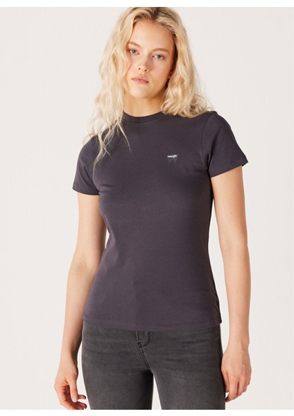 Bisiklet Yaka Siyah Kadın T-Shirt W7R4EEXV6-SIYAH