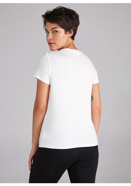 Bisiklet Yaka Düz Ekru Kadın T-Shirt B00002 indirimleri