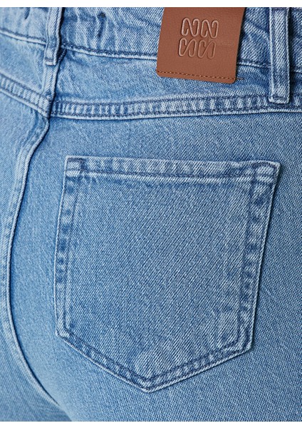 Açık Indigo Mavi Kadın Yüksek Bel Straight Denim Pantolon 1086336 indirimleri