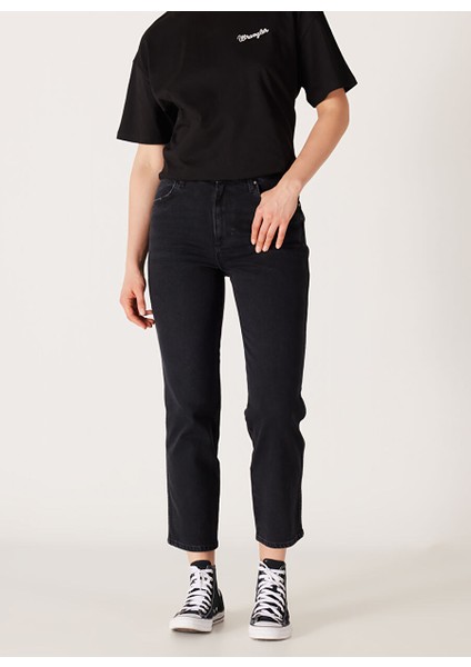 Yüksek Bel Düz Paça Regular Fit Kadın Denim Pantolon W2H200658