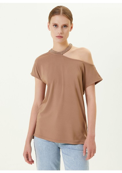 Vizon Kadın Tek Omuz T-Shirt 1087575
