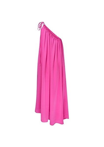 Chrissy Tek Omuz Saten Elbise Pembe