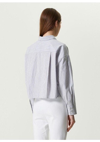 Beyaz Lacivert Kadın Regular Fit Gömlek 1087158 indirimleri