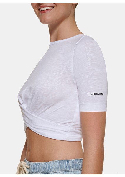 Bisiklet Yaka Düz Beyaz Kadın T-Shirt E22FLHVX modelleri